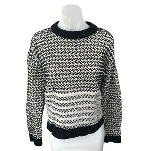 Proenza Schouler Women's Black White Striped Long Sleeve Pullover Sweater Top M